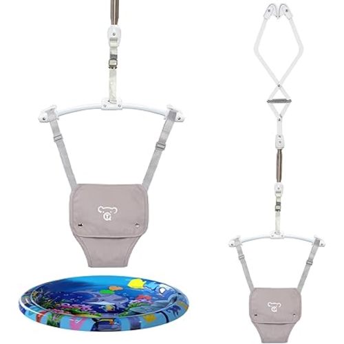 Baby Jumper, Baby Jumper Doorway with Adjustable Strap, Protable Baby Jumpers and Bouncers, Easy to Assemble, Baby Bouncer Jumper with Water Mat