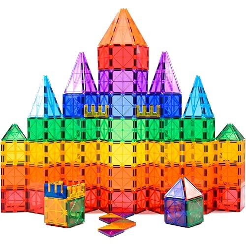 Gemmicc Magnetic Tiles Building Blocks, Magnet Toys for Kids, STEM Approved Educational Toys,3D Magnet Puzzles Stacking Blocks for Boys Girls,63 PCS Classic Set