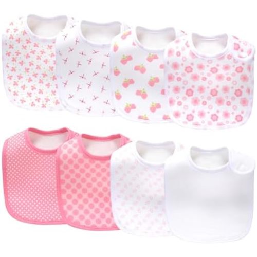 8 Pack Baby Bibs Unisex Adjustable with Snaps Ultra Soft Absorbent Drooling Teething for Boys and Girls