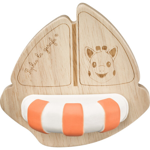 So'Pure Rubberwood Boat, Orange/White - Sophie la Girafe Bath Toys | Maisonette