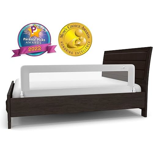 ComfyBumpy 59 inch Extra Long Toddler Bed Rails - Baby Bed Rail Guard for Kids, Twin, Full, King and Queen Beds - Adjustable Bed Rail for Toddlers - Baby Bed Side Bedrails - Gray, XL (59" x 19.5")