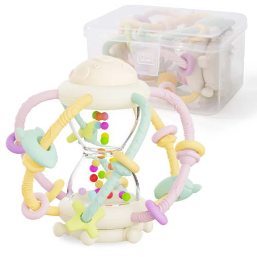 Smasener Baby Montessori Sensory Toys, Baby Rattle & Gear Toy,Food Grade Teething Toys, Newborn Infant Learning Development Rattle Toys, Infant Chew Toys for 3-6-12-18 Months Boys Girls Sucking Needs