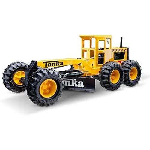 Tonka Steel Classics Road Grader - Made with Steel & Sturdy Plastic, Yellow Toy Construction Truck, Boys and Girls, Kids, Toddlers, Ages 3+