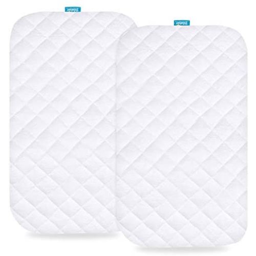 Waterproof Bassinet Mattress Pad Cover Compatible with Dream On Me Traveler & Skylar Bassinet, 2 Pack, Quilted Ultra Soft Bamboo Sleep Surface, Breathable and Easy Care