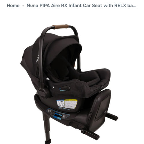 Nuna PIPA Aire RX Infant Car Seat with RELX base  - Caviar