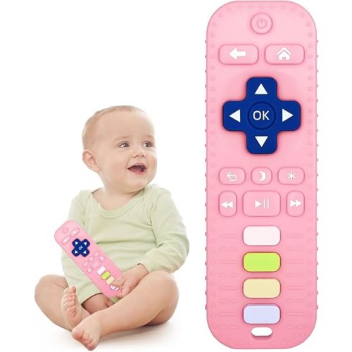 Chuya Silicone Remote Teethers Baby Teething Toys, TV Remote Teether for 0-6-12-18 Months Babies Infant Toddlers Baby Teething Relief Chew Toys BPA Free