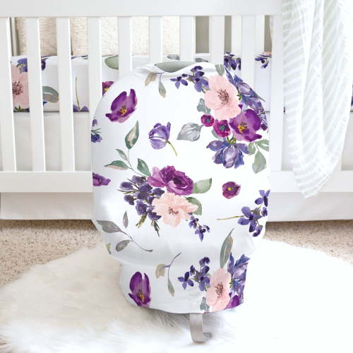 Honey Lemonade Purple & Blush Floral Infant Car Seat - Nursing Cover | Infant Car Seat Baby Cover - Machine Washable - Multicolor Car Seat Nursing Cover for Boys & Girls