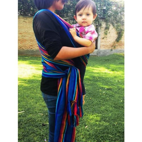Baby Wrap Carrier Mexican Senka Purple blue w rainbow stripes Wrap available in 5,5 yards (5.00 M) and 6.00 meters