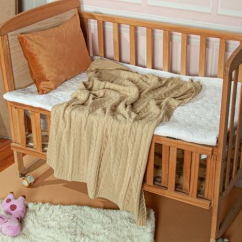 Cotton Cable Knit Toddler Blanket, Super Soft Warm Breathable Baby Blanket, 30x40 Inches, Apricot - Ntbay