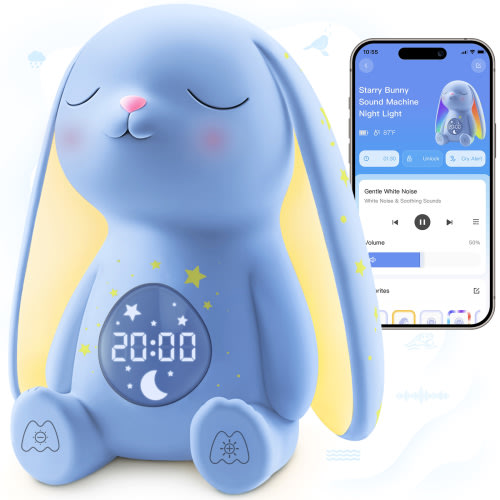 MeWaii® White Noise Sound Machine with Baby Soothing Palm Hand – 100 Soothing Sounds, Cry Detection, Gentle Patting for Sleep, Night Light, App Control, Long Battery Life, Newborn Essential