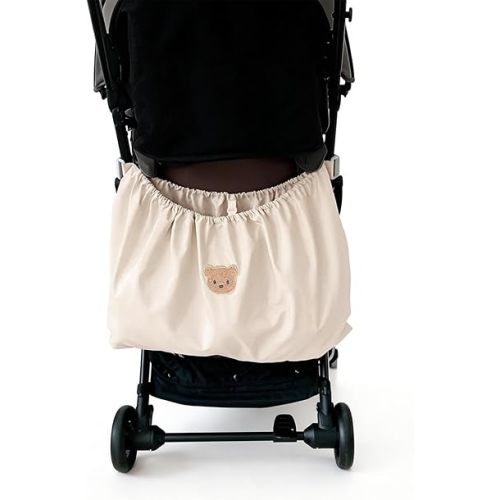 Universal Stroller Organizer, Nylon Stroller Storage Bag for Baby Essentials, Large Capacity Stroller Organizer Bag with Hook & Loop, Cargo Bag for Umbrella & Pet Stroller Accessories (Beige)