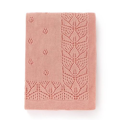 LAWKUL Blanket Baby Cellular 100% Cotton Knitted Soft Knit Crochet Blankets for Newborn Boy Girls Toddler Pink 100x80cm