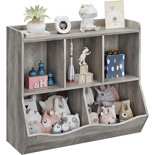 IDEALHOUSE Toy Bookshelf and Bookcase, Multi Shelf with Cubby Organizer Cabinet for Storage Books and Toys, for Bedroom, Playroom, Hallway
