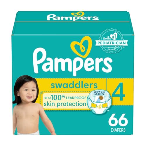Pampers Swaddlers Diapers - Size 4, 66 Count, Ultra Soft Disposable Baby Diapers