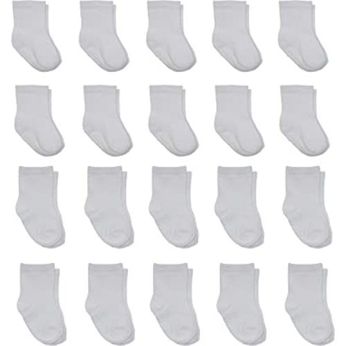 Little Me 20-Pack Newborn Baby Infant & Toddler Unisex Socks, 0-12/12-24 Months, Assorted Size Pack, White