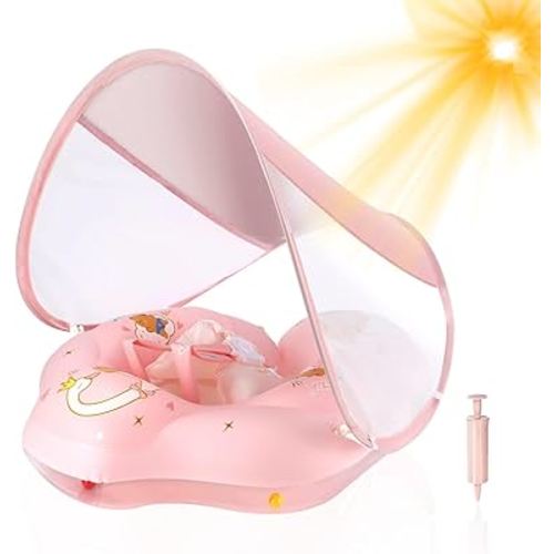 Baby Pool Float with Canopy,Infant Swim Float Pool Float with Safety Seat,Baby Swimming Float Water Float & Floatie Toddler Floats for Pool 3-36 Months with UPF50+ Sun Canopy Balance Ball