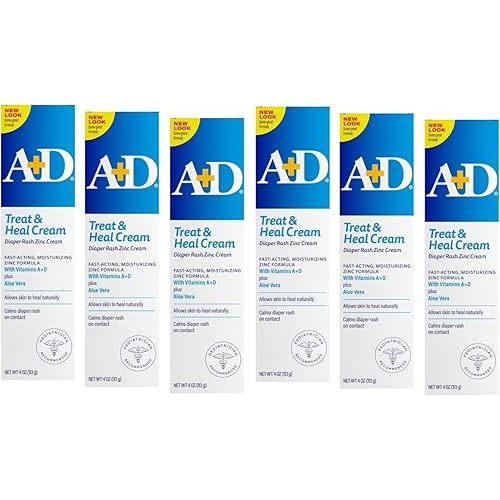 A+D Treat & Heal Zinc Oxide Diaper Rash Ointment, 4 oz (Pack of 6)