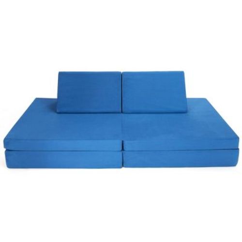 Costway 4-Piece Convertible Kids Couch or 2 Chairs Toddler to Teen Sofa and Play Set Blue