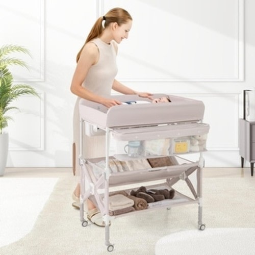 Foldable Changing Table Baby Mobile Nursery Organizer Station
