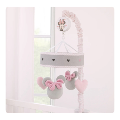 Disney Minnie Mouse My Happy Place Pink, Gray, and White Plush Musical – NoJo Baby & kids