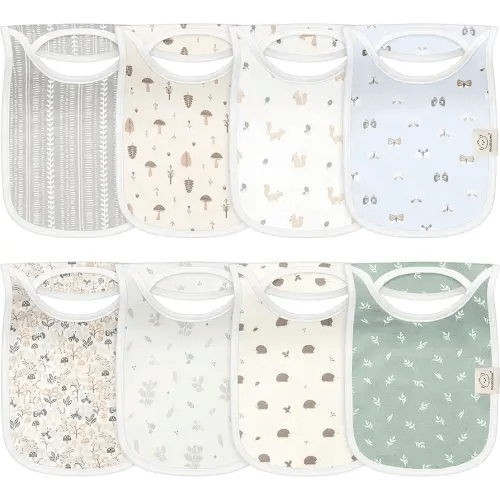 8-Pack Baby Bibs for Boys, Girls - Pullover Bibs for Drooling Teething Baby Girl & Boy Toddler, Newborn, Soft & Absorbent, Cute Colors, Large Torso Coverage Keep Infant Clean & Dry (Prairie)