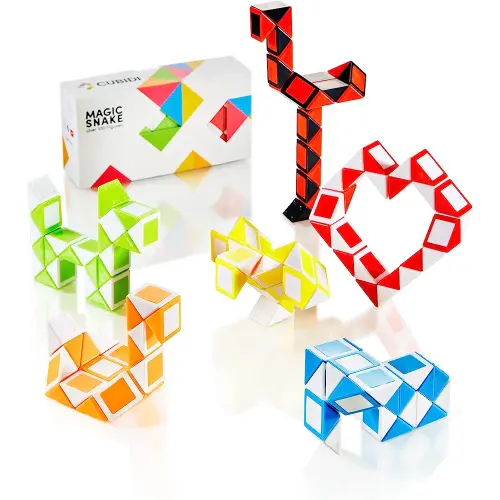CUBIDI® Magic Snake Cube | Fidget Snake Toy for Kids | Travel Toys for Kids Ages 4-8 | Great Gift for Boys and Girls Birthday, Christmas, Stocking Stuffers | 0.35 inch x 0.55 inch | Set of 6