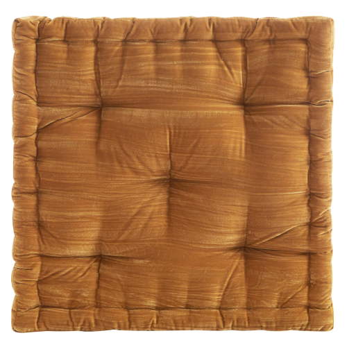 Home Decor Collection Style House Yellow Velvet Decorative Floor Pillow for Adults, 20" x 20"