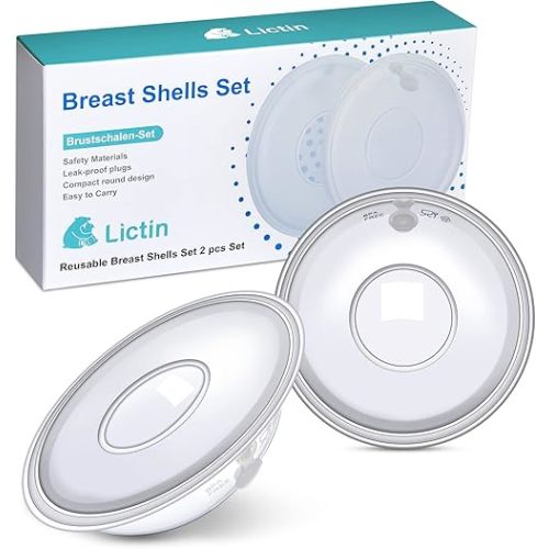 Lictin Milk Collector Catcher for Breastmilk - Breast Shells & Milk Catcher for Breastfeeding Relief (2 in 1), Protect Sore Nipples for Breastfeeding, Collect Breast Milk Leak for Nursing Moms