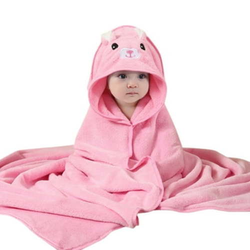 ZHUASHUM Baby blankets For Girls Boys Soft Children's Hooded Cloak Animal Prints Cartoon Coral Kids Bath Towel Soft and Lightweight Nursery Blankets PK2