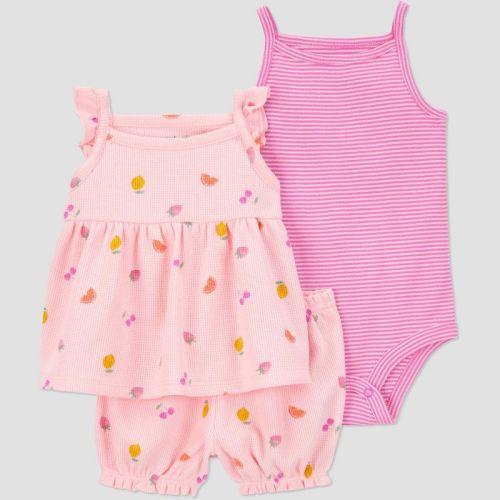 Carter's Just One You® Baby Girls' Fruit Top & Bottom Set - 12M: Sleeveless Tank, Bodysuit, Diaper Cover, Cotton Blend
