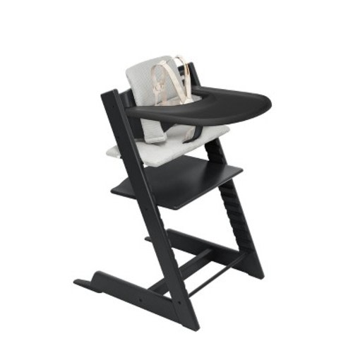 Stokke Tripp Trapp High Chair 2 with Cushion and Tray - Black with Nordic Gray