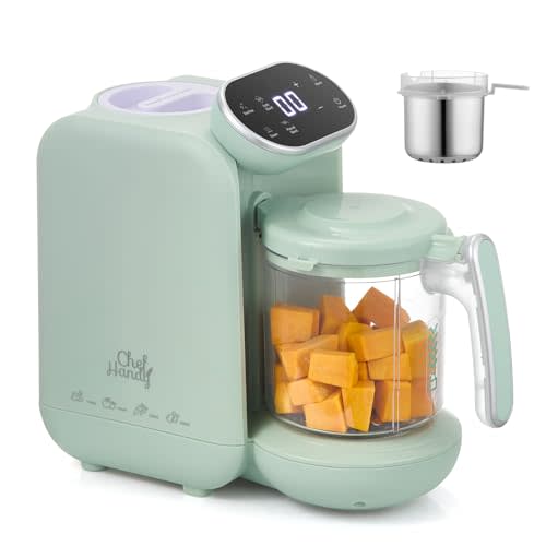 Baby Food Maker, 5 in 1 Baby Food Processor with Steaming Basket, Auto Cooking & Grinding, Touch Screen Control, Baby Steamer and Blender, Baby Food Puree Maker Warmer Mills Machine (Green)