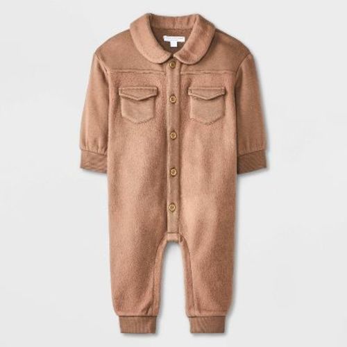 Grayson Mini Baby Boys' Collared Romper - Brown Newborn
