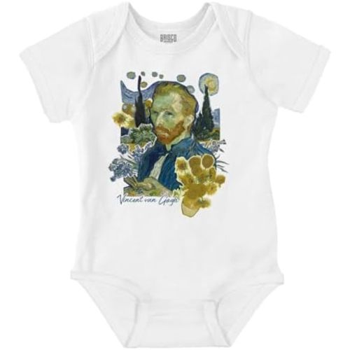 Brisco Brands Vincent Van Gogh Paintings Scrapbook Baby Romper Boys or Girls
