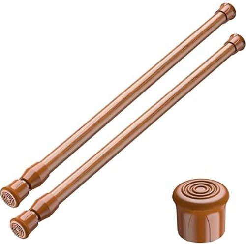 AIZESI 2PCS Curtain Rods Small Tension Rod 17 to 28 Inch Extendable Spring Curtain Rods Wood Color Tension Curtain Rod Short Spring Tension Rod for Window