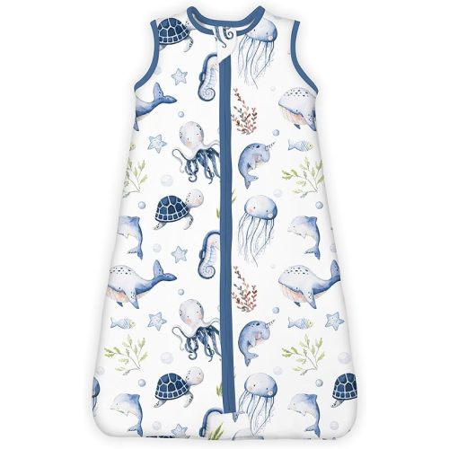1.0 TOG Baby Sleep Sack 15-18-24 Months, Quilted Wearable Blanket Baby Sleeping Bag with 2-way Safe Zipper, Ultra Soft All Season Sleep Sack, 1 Pack(Ocean Animals)