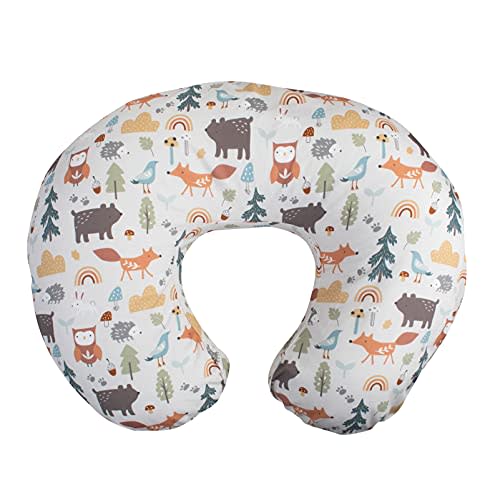Boppy Nursing Pillow Cover, Spice Woodland Animals, Cotton Blend Fabric, Fits Boppy Bare Naked, Original and Luxe Breastfeeding Pillow, Awake Time Only