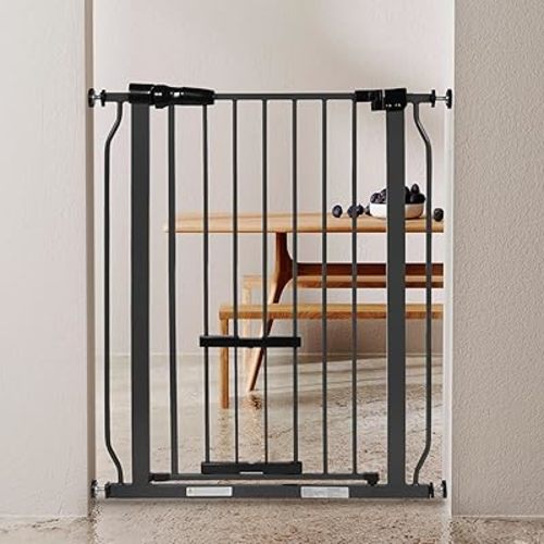 BalanceFrom Easy Walk-Thru Safety Gate with Pet Door for Doorways and Stairways with Auto-Close/Hold-Open Features, 36-Inch Tall, Fits 29.1 - 33.8 Inch Openings, Graphite