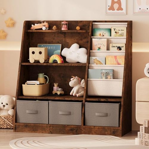Kids Bookshelf and Toy Storage Organizer