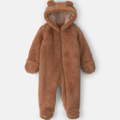 Baby Bear Teddy Fleece Long-Sleeve Jumpsuit - Brown | Carter’s Oshkosh Canada