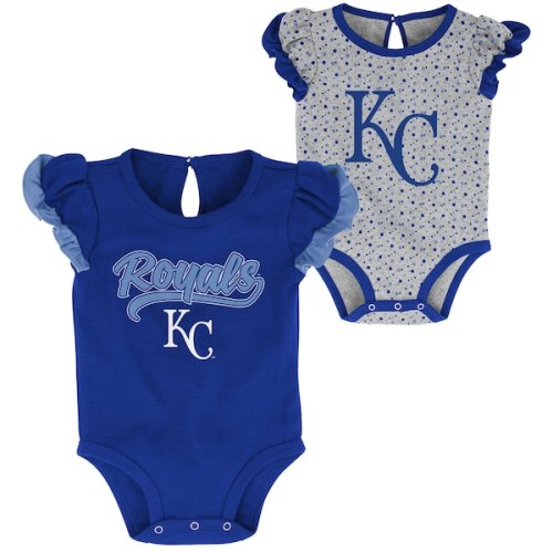 Kansas City Royals Newborn & Infant Scream & Shout Two-Pack Bodysuit Set - Royal/Heathered Gray