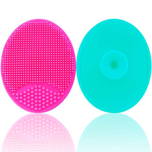 Huaway Baby Bath Silicone Cradle Cap Brush/Exfoliating and Massaging Brush/Soft Kids Washcloth (Green + Rose Red)