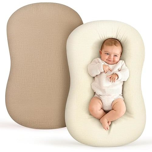 Termichy Baby Lounger Covers for Newborns: Muslin Lounger Pillow Covers Fit for Snuggle Me for Cozy Naps at Home or On The Go – Must Have Baby Nest Lounger Sheets for Toddler Girl Boy 0-12 Months