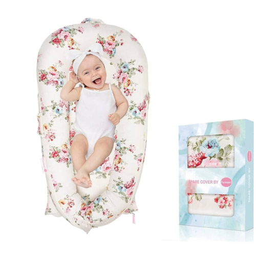 Baby Lounger Cover for Dockatot Deluxe + | 100% Cotton Hypoallergenic Newborn Premium Quality Spare Cover(Cover Only) (Rose)