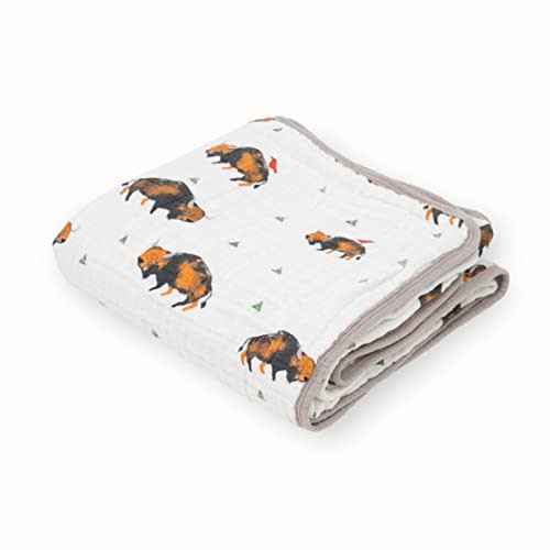 Little Unicorn – Bison Cotton Muslin Quilt Blanket | 100% Cotton | Super Soft | Babies and Toddlers | Large 47” x 47” | Machine Washable
