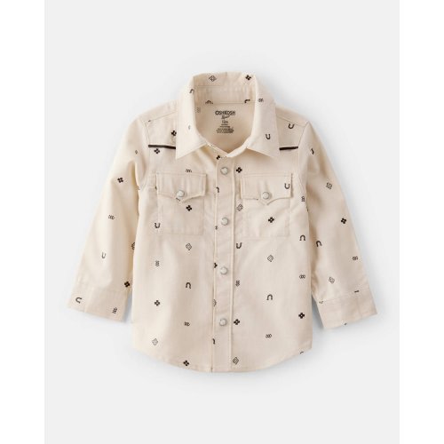 Baby Boy Western Print Cotton Long-Sleeve Button-Down Shirt - Ivory - OshKosh | Carter's