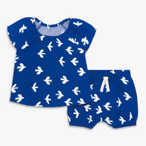 Baby gauze 2-piece set in bluejays | Primary.com