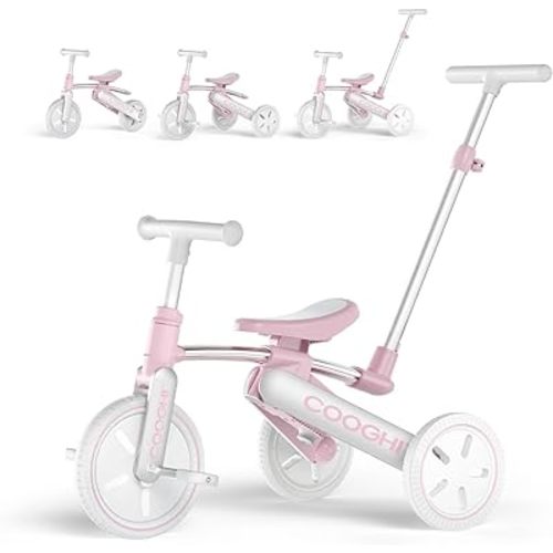 Amazon.com: Cooghi 3 in 1 Kids Tricycle for Kids Ages 18 Months - 4 Years Old, 3 Wheels Toddler Tricycle with Pedal, Adjustable Seat & Parent Steering Push Handle - Pink : Toys & Games