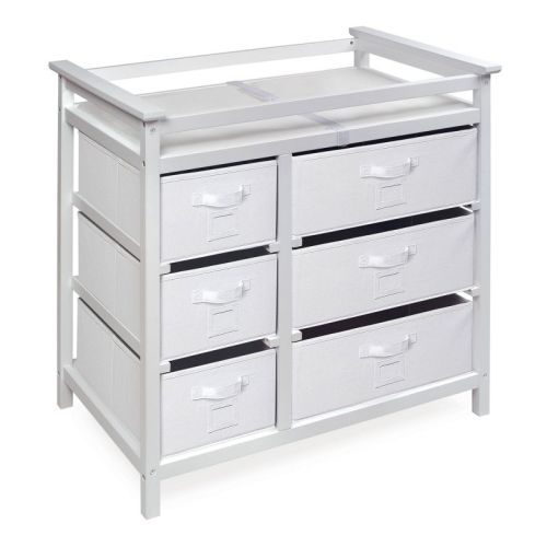 Badger Basket Modern Baby Changing Table with Six Baskets, Color: White