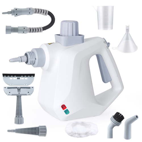 BIMZUC Handheld Steam Cleaner, 1000W Multi-Surface Cleaner with 9 Accessories, Compact Design, White